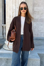 Relaxed Cozy Tie Waist Knit Cardigan