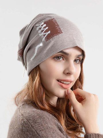Gorro de punto con cordón para mujer de invierno 