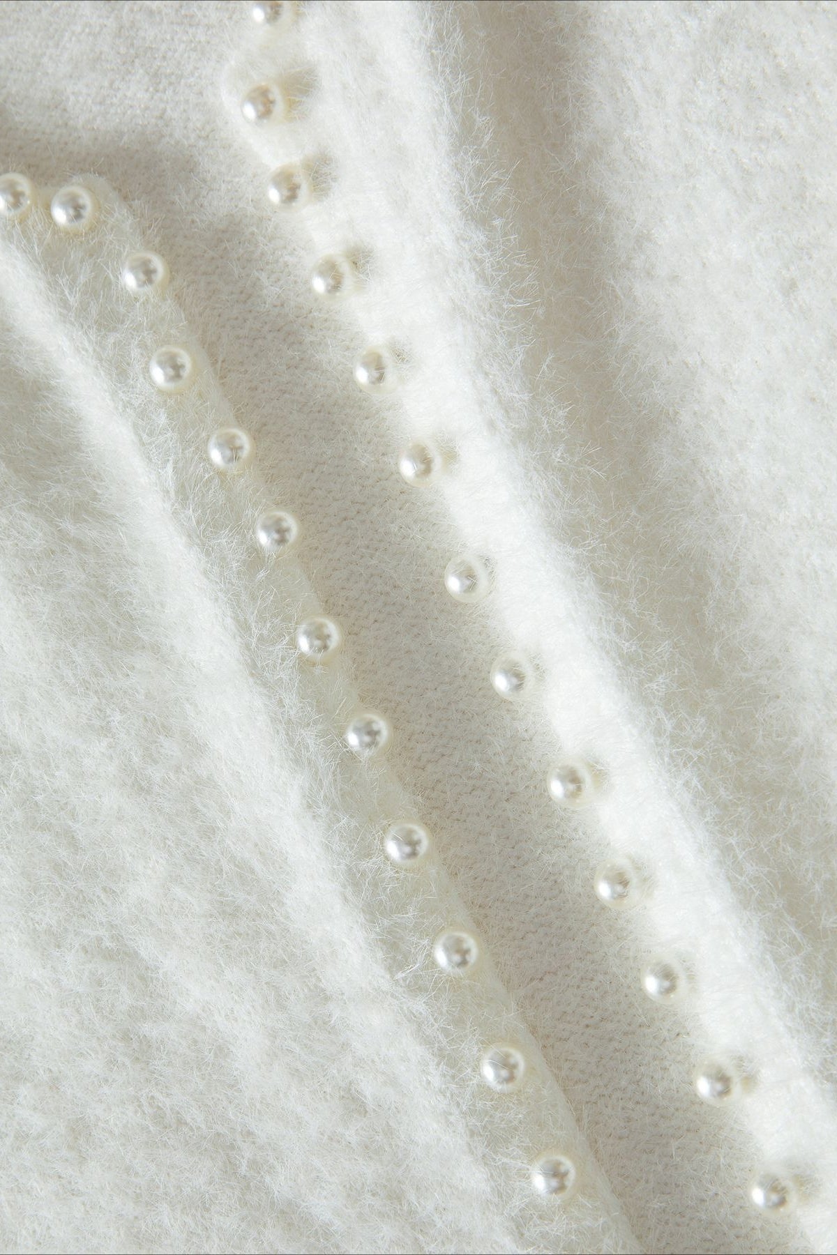 Elegant Pearl V-Neck Knit Sweate