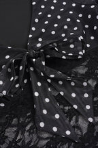 Polka Dot Waist Lace Splice Blouse