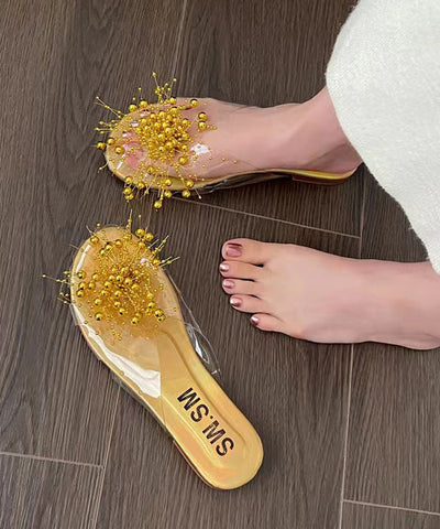 New Nail Bead Flat Bottomed Transparent Fish Mouth Slide Sandals