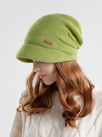 Women Winter Casual Knitted Solid Wide Brim Hat