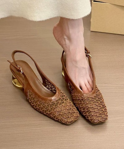 Women Comfy Brown Splicing Chunky Sandals