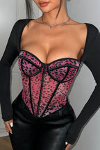 Sexy Leopard Print Mesh Corset