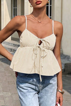 Striped Tie Up Sexy Cami Top