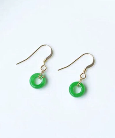Pendientes colgantes con hebilla de ping verde vintage 