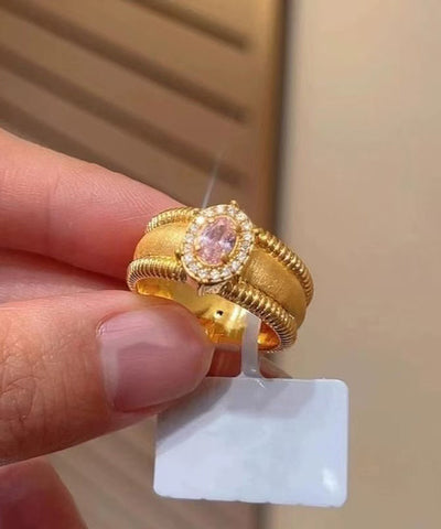 Anillos de huevo de paloma con circonitas doradas en plata fina de ley blanca 