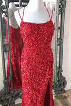 Meerjungfrauen-Glitzer-Pailletten-Kleid, sexy, pinkfarben, rückenfrei, langes Ballkleid