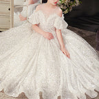 First Communion Dress Girls Princess Dress Summer White Strapless Pageant Dress