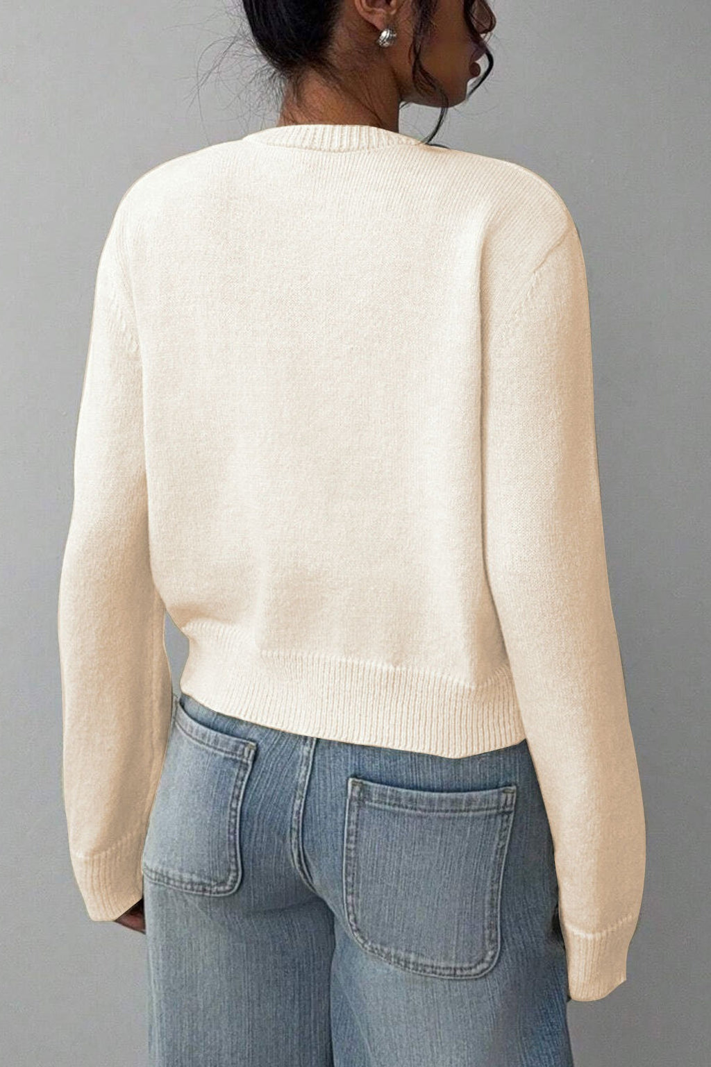 Lightweight Round Neck Button Cardigan