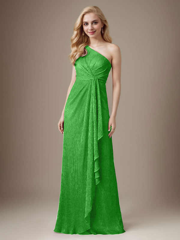 Rubinrotes Etuikleid mit One-Shoulder-Schulter und Metallic-Mesh-Optik, Brautmutterkleid