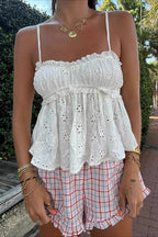 Embroidery Ruched Lace Cami Top