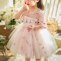 Vestido de niña de verano con estampado de flores rosas para comunión, bonito vestido de princesa 