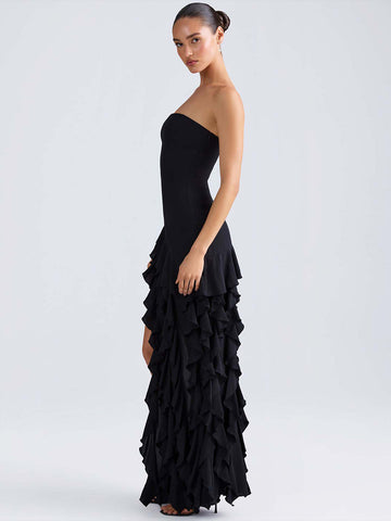 Party Dress Off The Shoulder Ruffles Asymmetrical Maxi Dress
