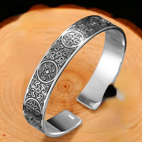 Sterling Silver Vintage Vajra Pestle Lucky Beast Bracelet