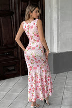 Pink Floral Sweet Girly Cami Maxi Dress