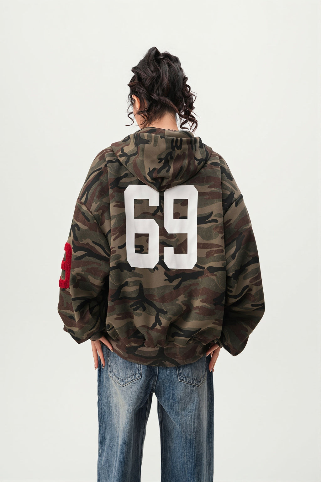 Camo Zip Oversized Street Hoodie