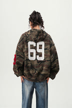 Camo Zip Oversized Street Hoodie