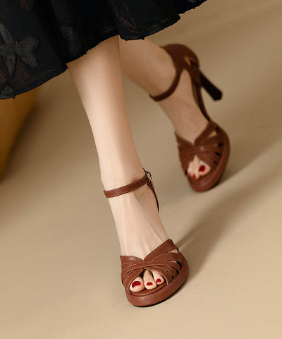 Stilvolle High Heel Sandalen mit ausgehöhltem Schnallenriemen aus schwarzem Kunstleder 