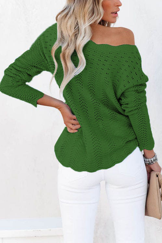 Lässiger, einfarbiger, ausgehöhlter Patchwork-Pullover mit Rundhalsausschnitt (7 Farben) 