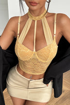 Sexy Mesh Lace Halter Corset Cami Top