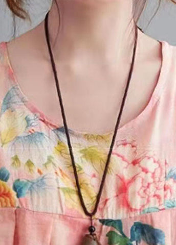 Vestido largo de verano ceñido con estampado rosa DIY 