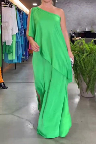Sleeveless one-shoulder maxi dress