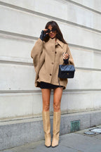 Batwing Sleeve Wool Blend Coat
