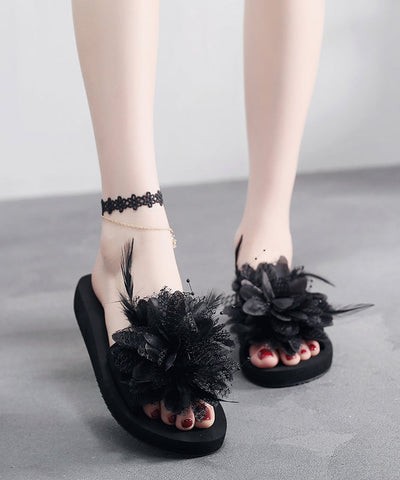 New Fashionable Flower Beach Slide Sandals Peep Toe