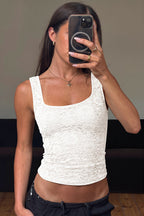 Lace Square Neck Slim Tank Top