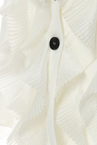 Femininer, plissierter, gerüschter Reverskragen, langärmliger Einreiher-Blazer aus Twill 