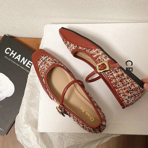 Summer Women Flats Shallow Shoes New Fashion Square Toe Luxury Loafer Shoes 2024 Trend Dress Shoes Elegant Zapatos Para Mujer