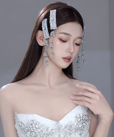 Chinese Style Silk Alloy Zircon Bell Tassel Hairpin