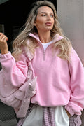 Solid Quarter Zip Fleece Sweatshirt