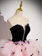 Herzförmiger Ausschnitt Tüll Stufen Langer Ballkleid Abschlussballkleid Quinceanera-Kleid