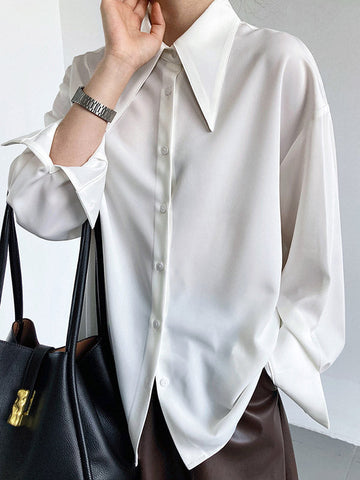 Blusa elegante de manga larga en tres colores lisos 