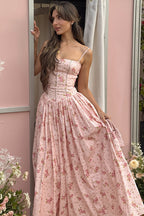 Chic Vintage Floral Cami Slim Fit Maxi Dress