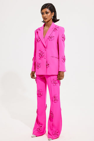 Blazer mit 3D-Blumenmuster und langen Ärmeln 