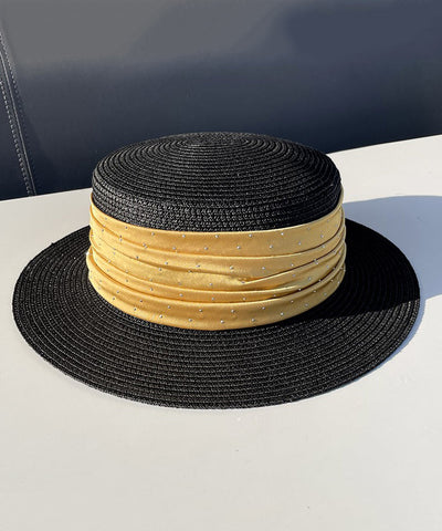 Classy Purple Satin Zircon Straw Woven Cloche Hat