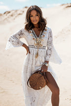 Tassel Lace Spliced Long Boho Dress