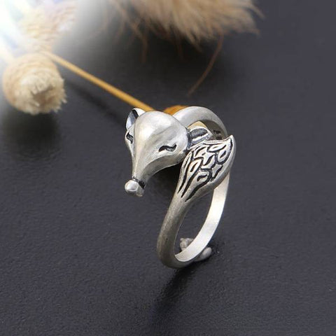 Anillo de moda vintage de zorro en plata de ley 