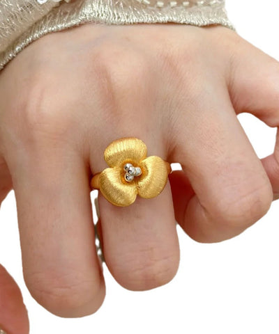 Anillos florales retro dorados con cobre 