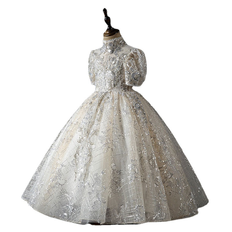 Kommunionkleid für Mädchen, Festkleid für Babys, luxuriöses Pailletten-Prinzessinnenkleid für Hochzeiten 