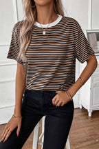 Striped Colorblock Loose T-shirt