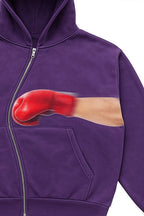 Y2K Punch Graphic Zip Street Hoodie