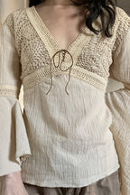 Lace Knit Flare Sleeve Ethnic Blouse