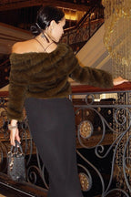 Chic Solid Furry Thick Off-shoulder Coat