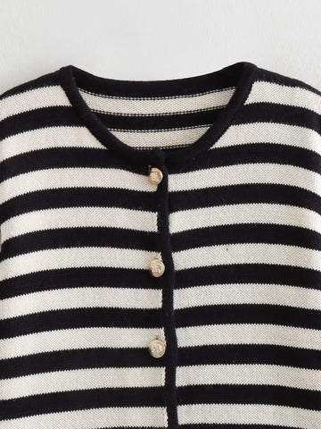 Early Autumn Women Clothing Casual Classic All Match Knitted Cardigan
