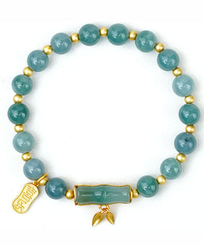 Modernes graugrünes Overgild Bambus-Jade-Kettenarmband 