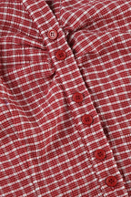 Preppy Plaid Button Down Collar Slim Blouse
